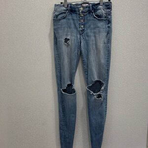 MOTHER Pixie Ankle Fray Jeans Size 28 Distressed Button Fly Mother Jeans